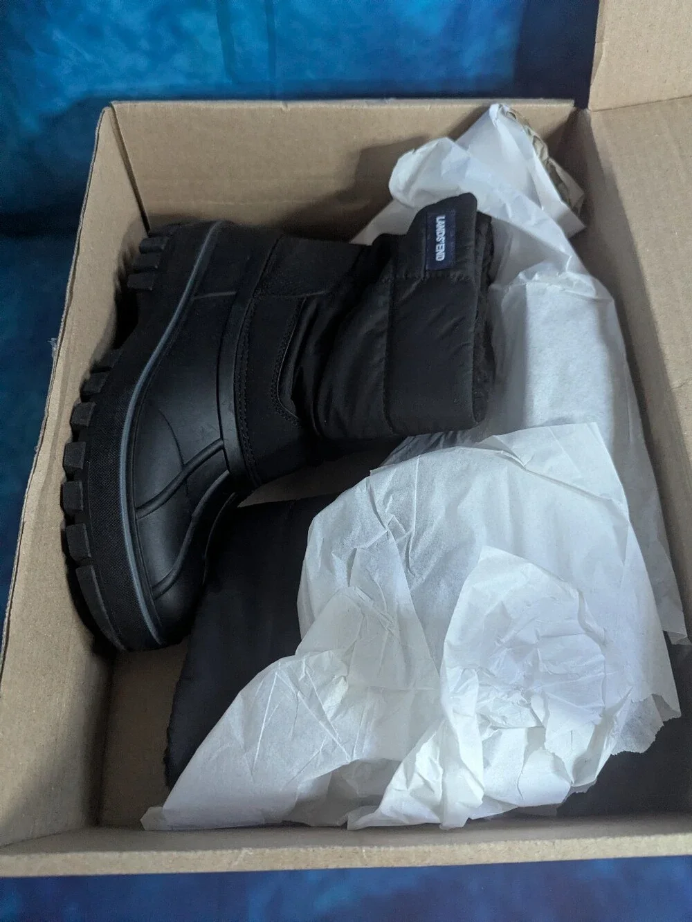 Lands End Waterproof Insulated Fleece Kids Snow Boot Black Big Kid 7 M